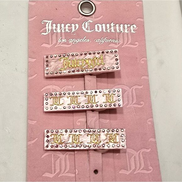Juicy Couture 3-PC Logo Rhinestone Clip Barrett Set - Picture 5 of 6